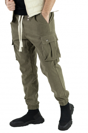 Pantaloni cargo - Pantaloni cargo kaki material reiat