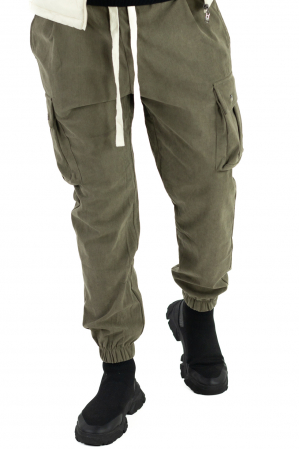 Pantaloni cargo kaki material reiat [4]