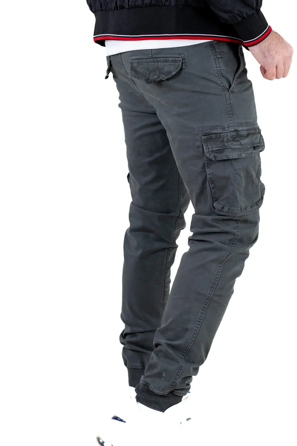 Pantaloni cargo cu buzunare slim fit gri [3]