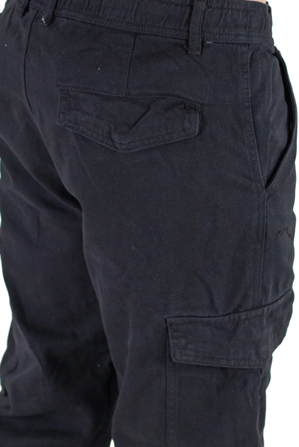 Pantaloni cargo negri regular fit din denim [2]