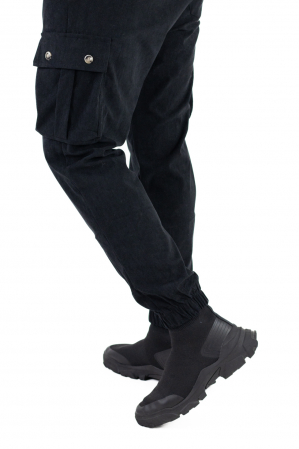 Pantaloni cargo negri material reiat [3]