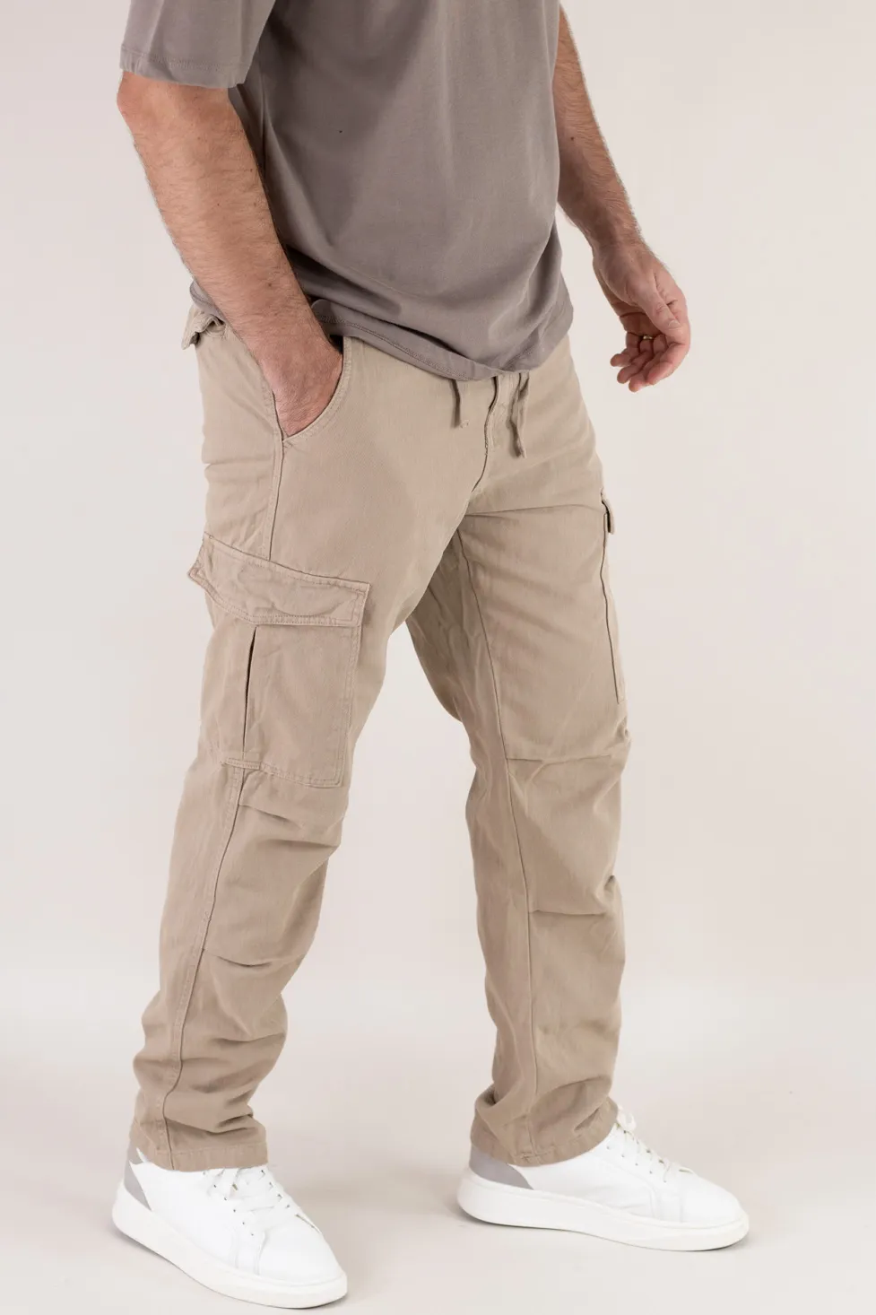Pantaloni bej regular fit din denim [4]