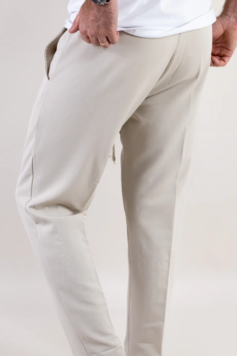 Pantaloni conici smart-casual crem [3]