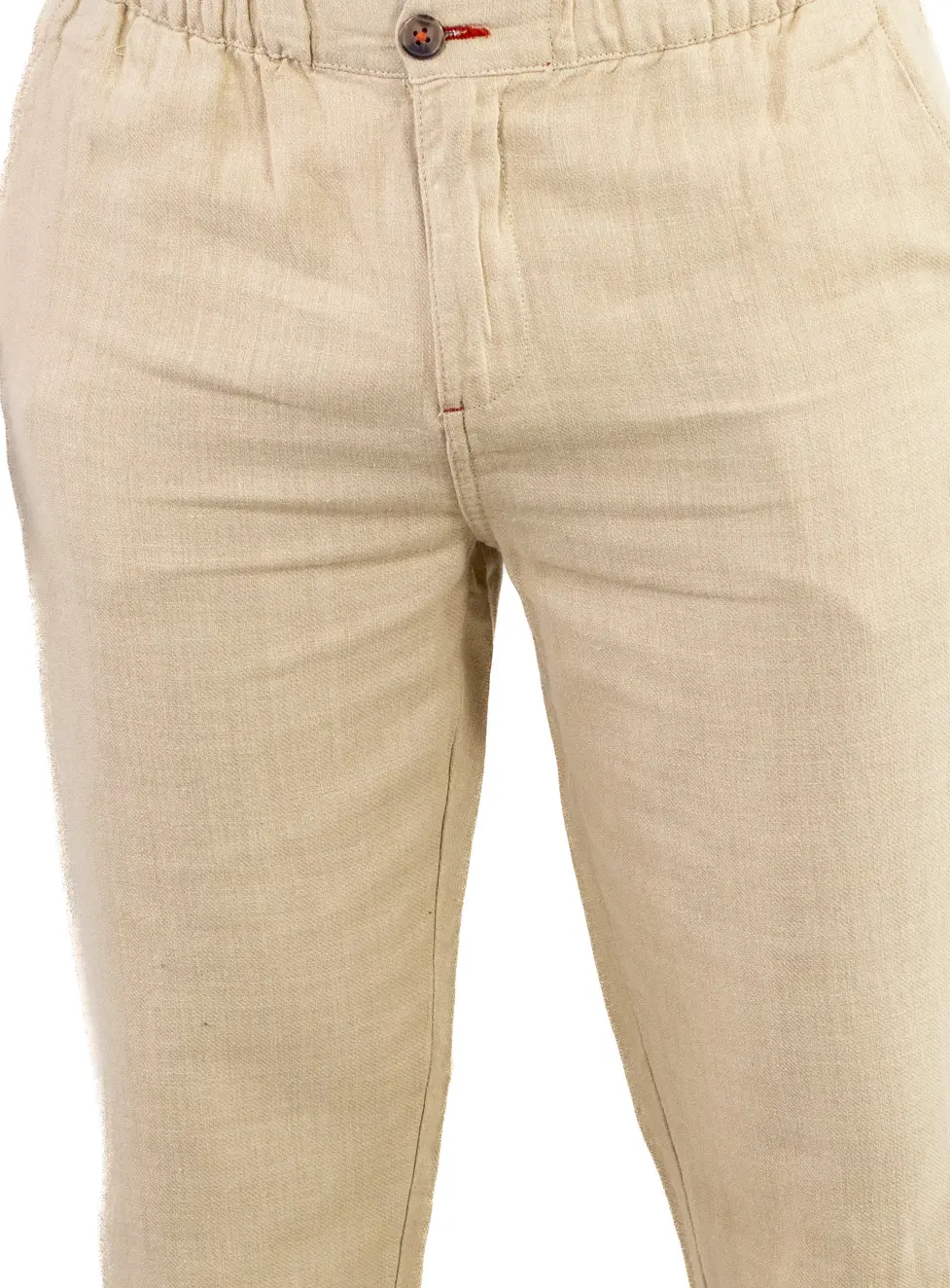 Pantaloni Bărbați Vară Regular Fit, 100% Bumbac, Talie Elastică, Bej [2]