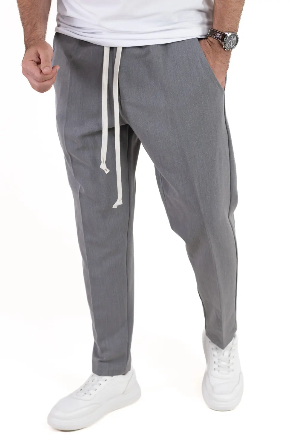 Noutati - Pantaloni conici smart-casual gri