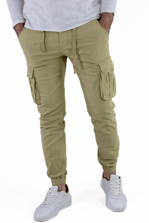 Promotii - Pantaloni verde ghimbir cu buzunare slim fit