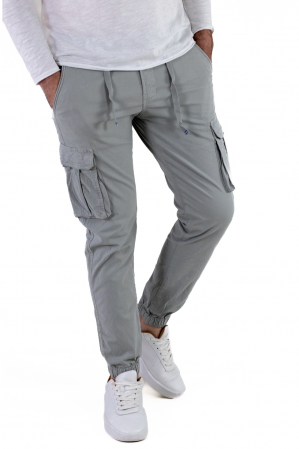 Promotii - Pantaloni gri cu buzunare slim fit - confort