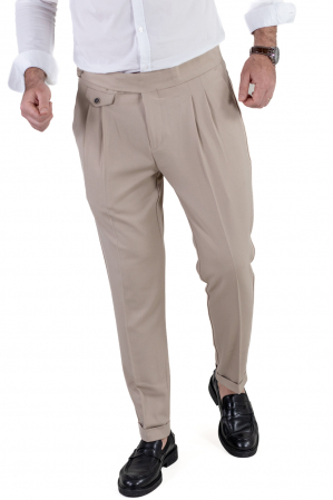 Promotii - Pantaloni crem eleganti cu pense