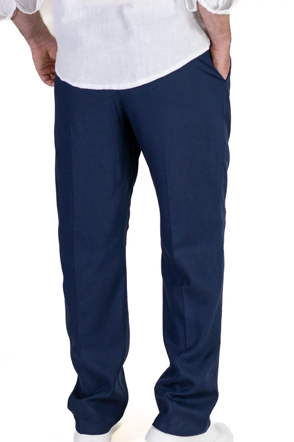 Pantaloni bleumarin lejeri din in si vâscoză bărbați [6]