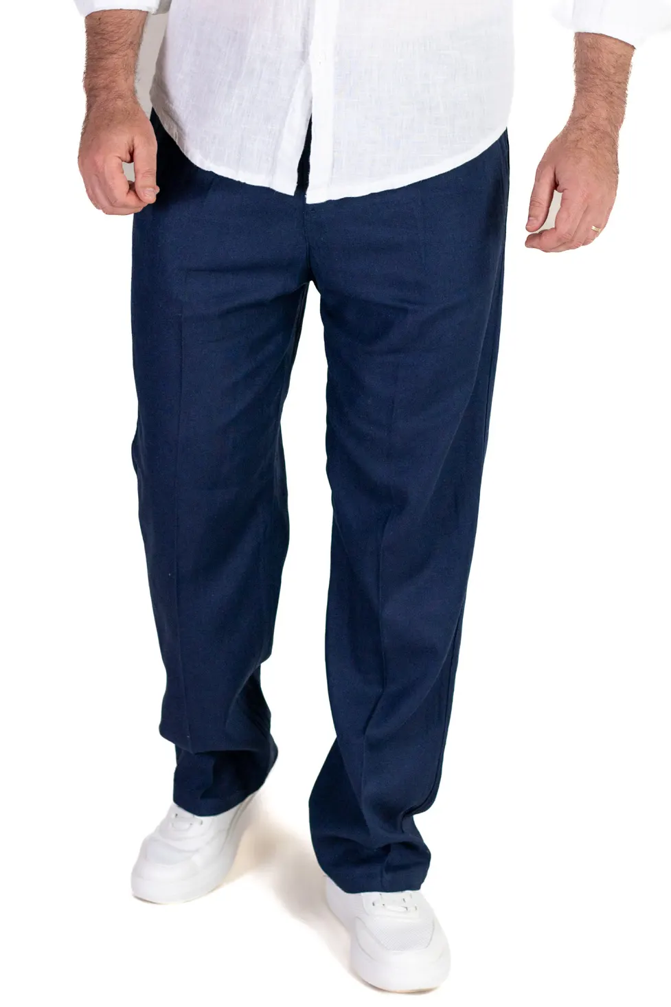 Noutati - Pantaloni bleumarin lejeri din in si vâscoză bărbați