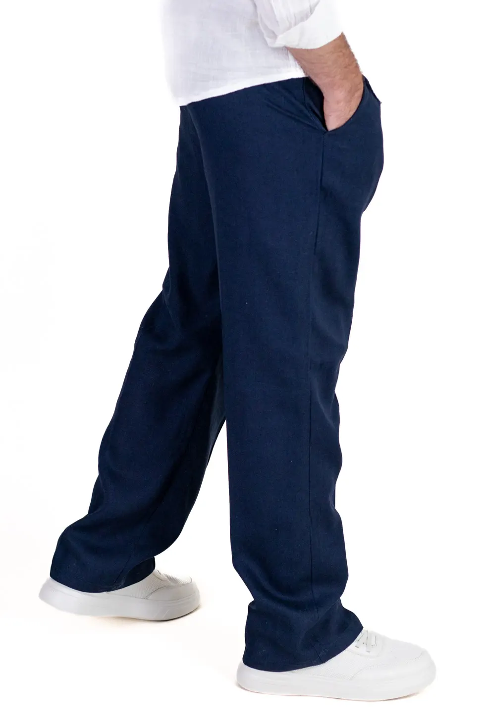 Pantaloni bleumarin lejeri din in si vâscoză bărbați [3]