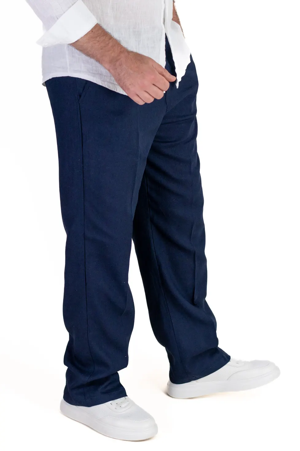Pantaloni bleumarin lejeri din in si vâscoză bărbați [2]