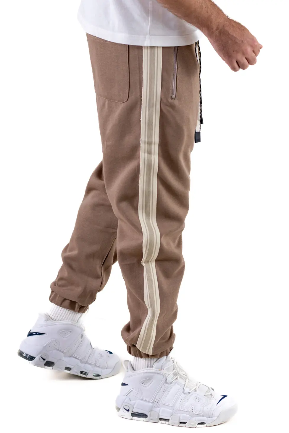 Pantaloni trening bărbați baggy maro cu dungi [5]