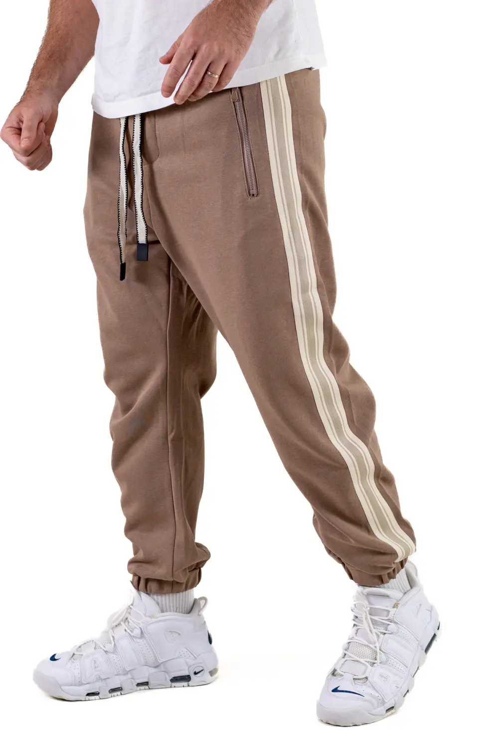 Pantaloni trening bărbați baggy maro cu dungi [4]