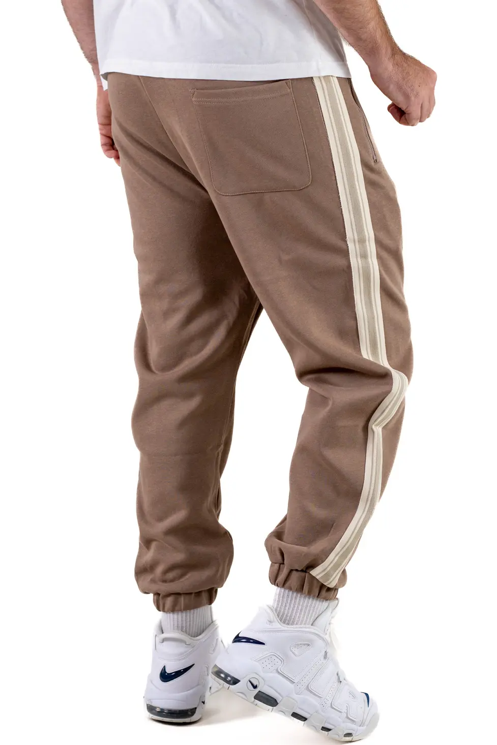Pantaloni trening bărbați baggy maro cu dungi [3]