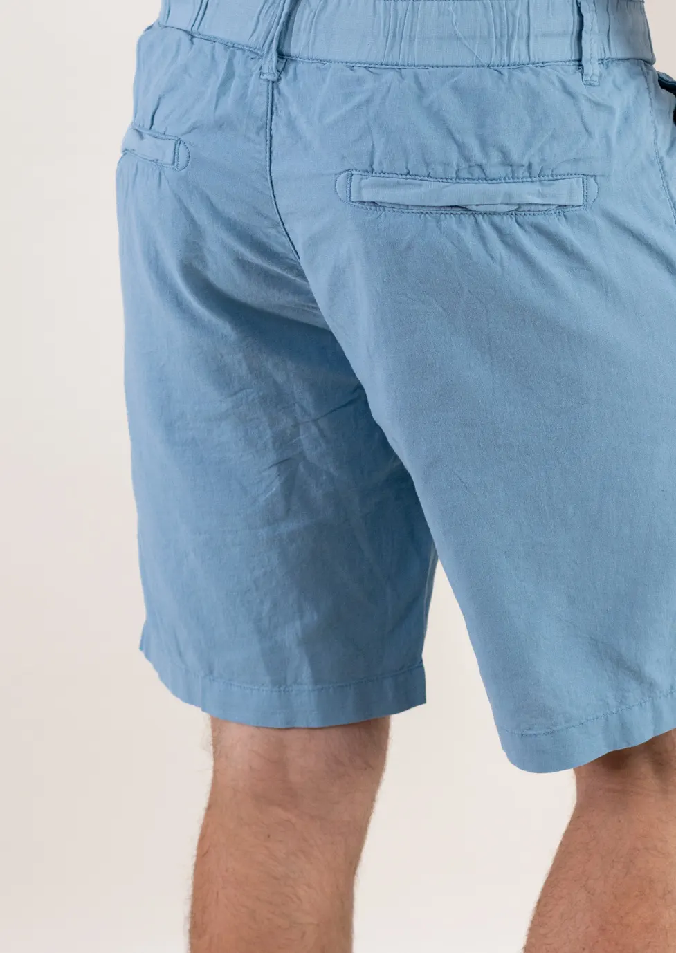 Pantaloni scurți din in și bumbac – albastru deschis [4]