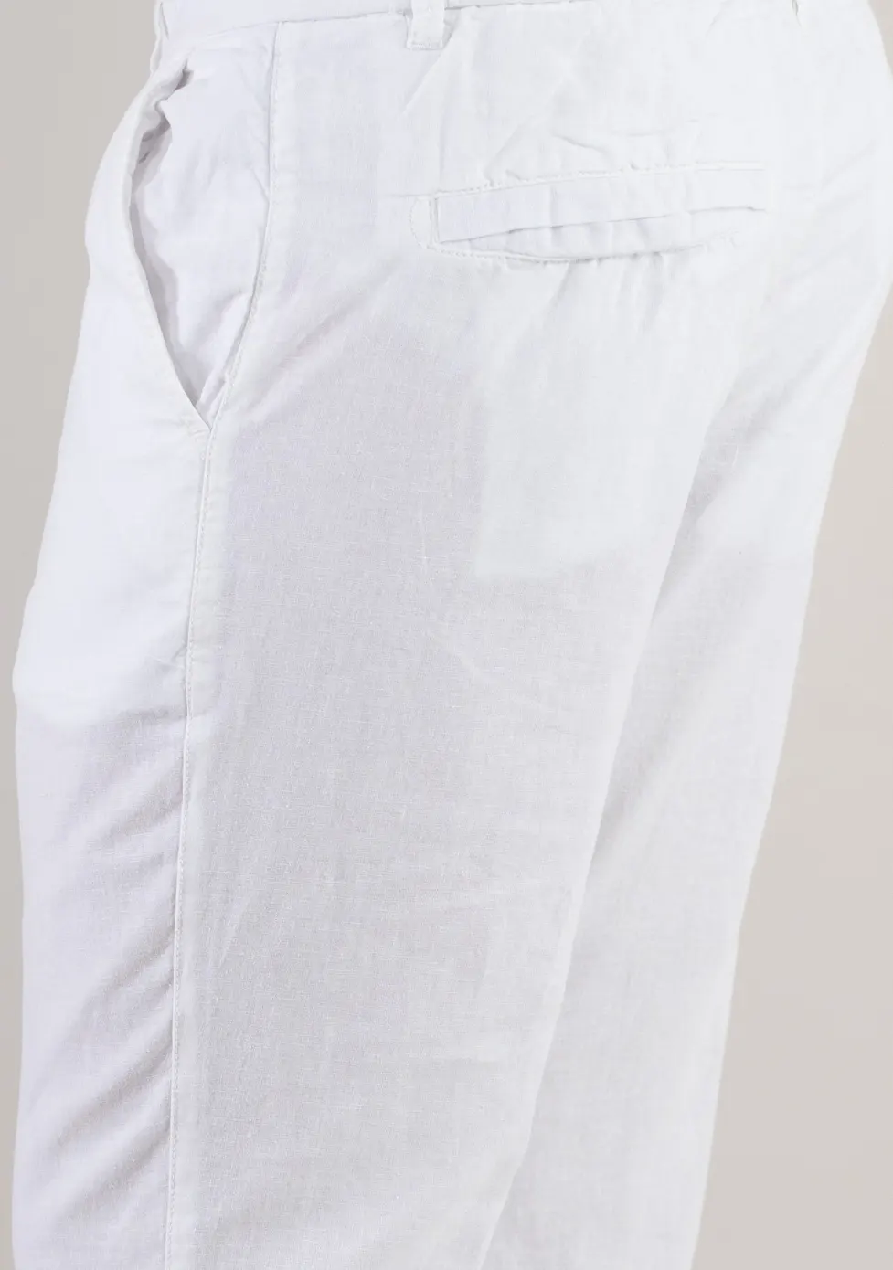 Pantaloni din in și bumbac regular fit –albi [8]