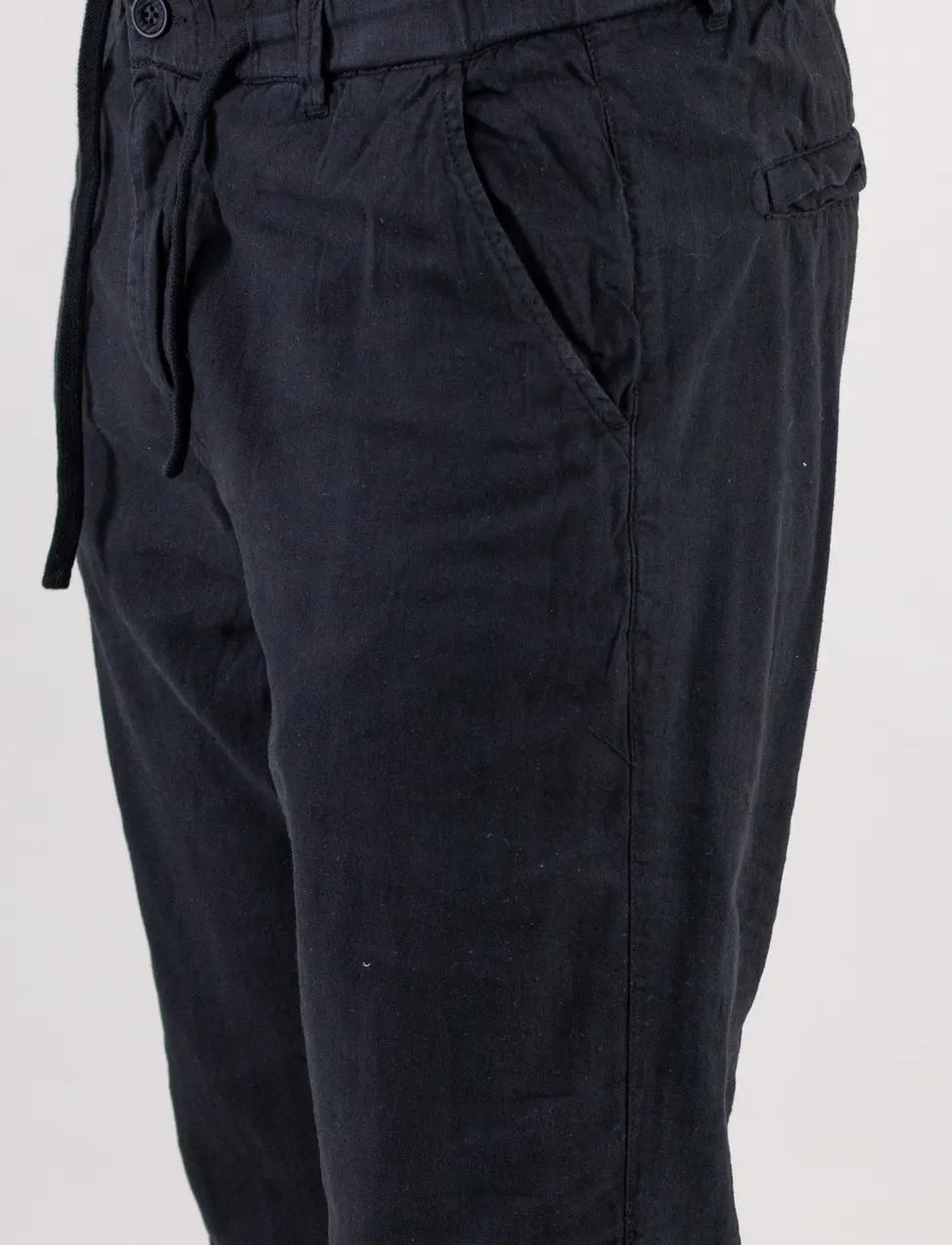 Pantaloni din in și bumbac regular fit – negri [2]