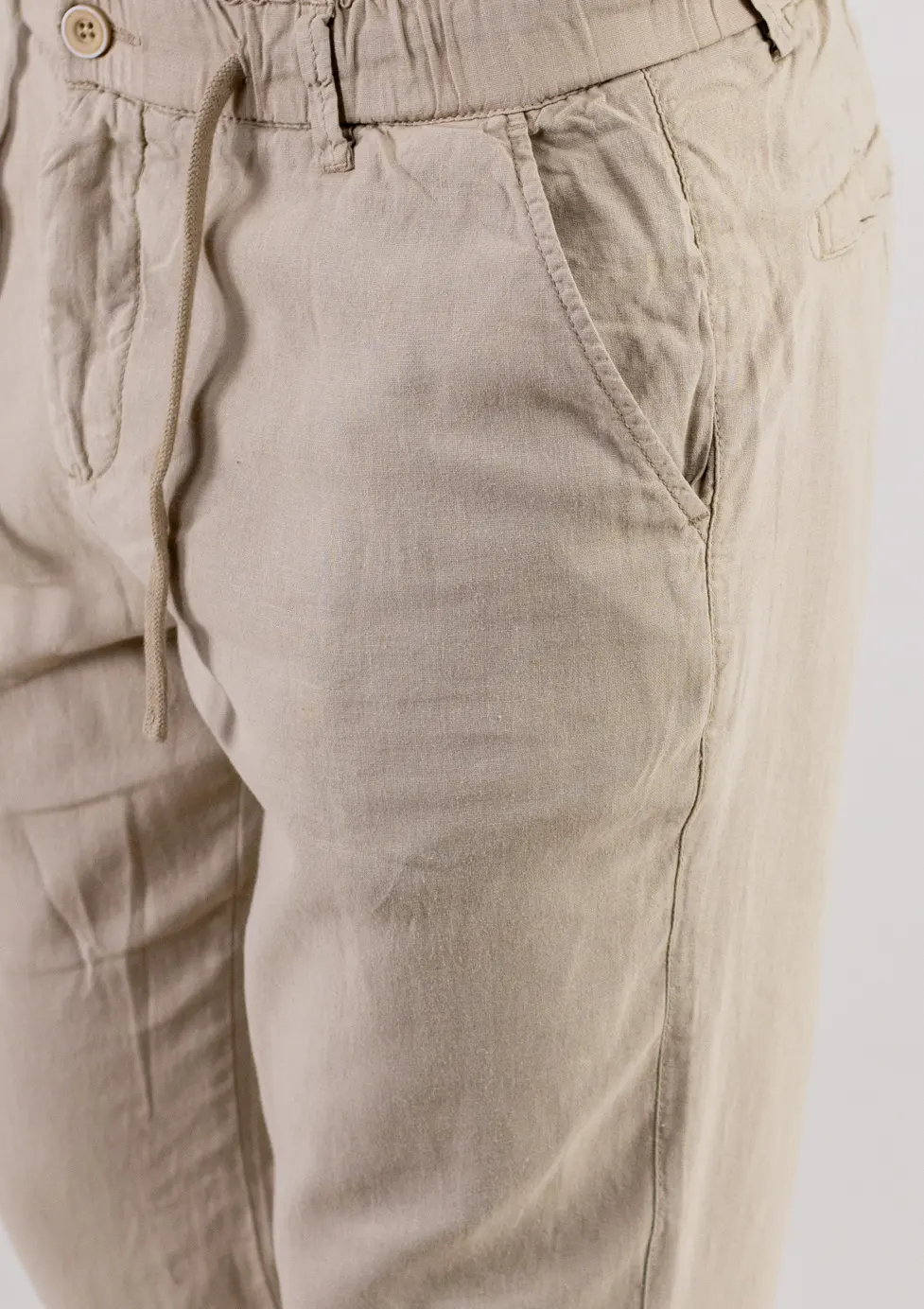 Pantaloni din in și bumbac regular fit – bej [6]