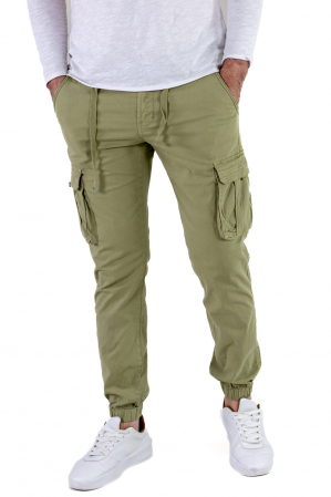 Promotii - Pantaloni verde mar cu buzunare slim fit - confort