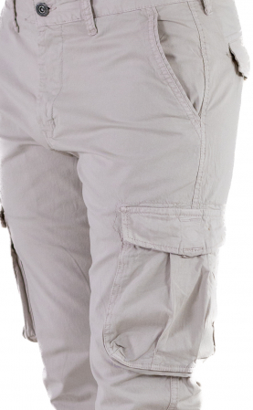 Pantaloni gri cu buzunare slim fit si fermoar la glezna [2]
