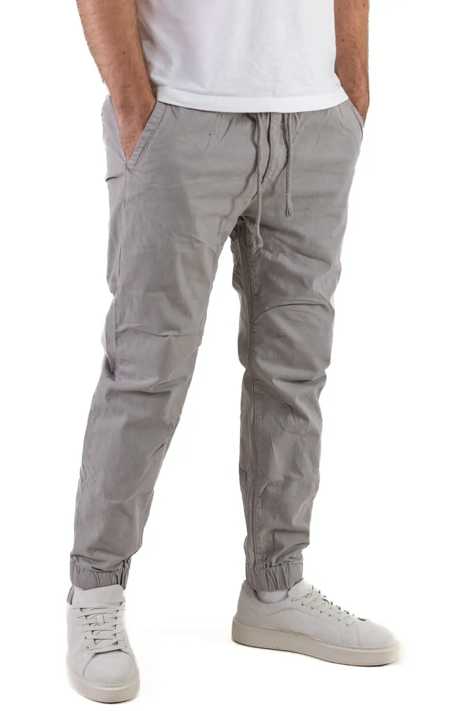 Pantaloni casual - Pantaloni gri slim fit bărbați – bumbac cu elastan | MAXWEAR