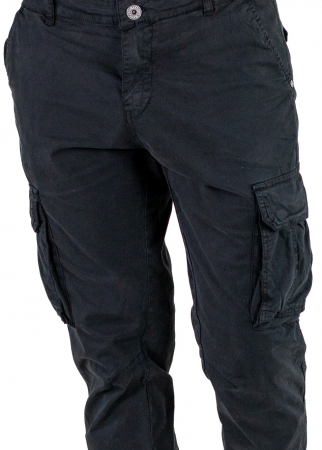 Pantaloni negri cu buzunare slim fit si fermoar la glezna [7]