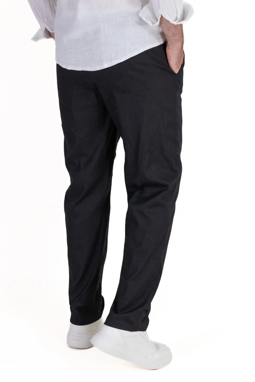 Pantaloni negri regular fit bumbac de vară [4]