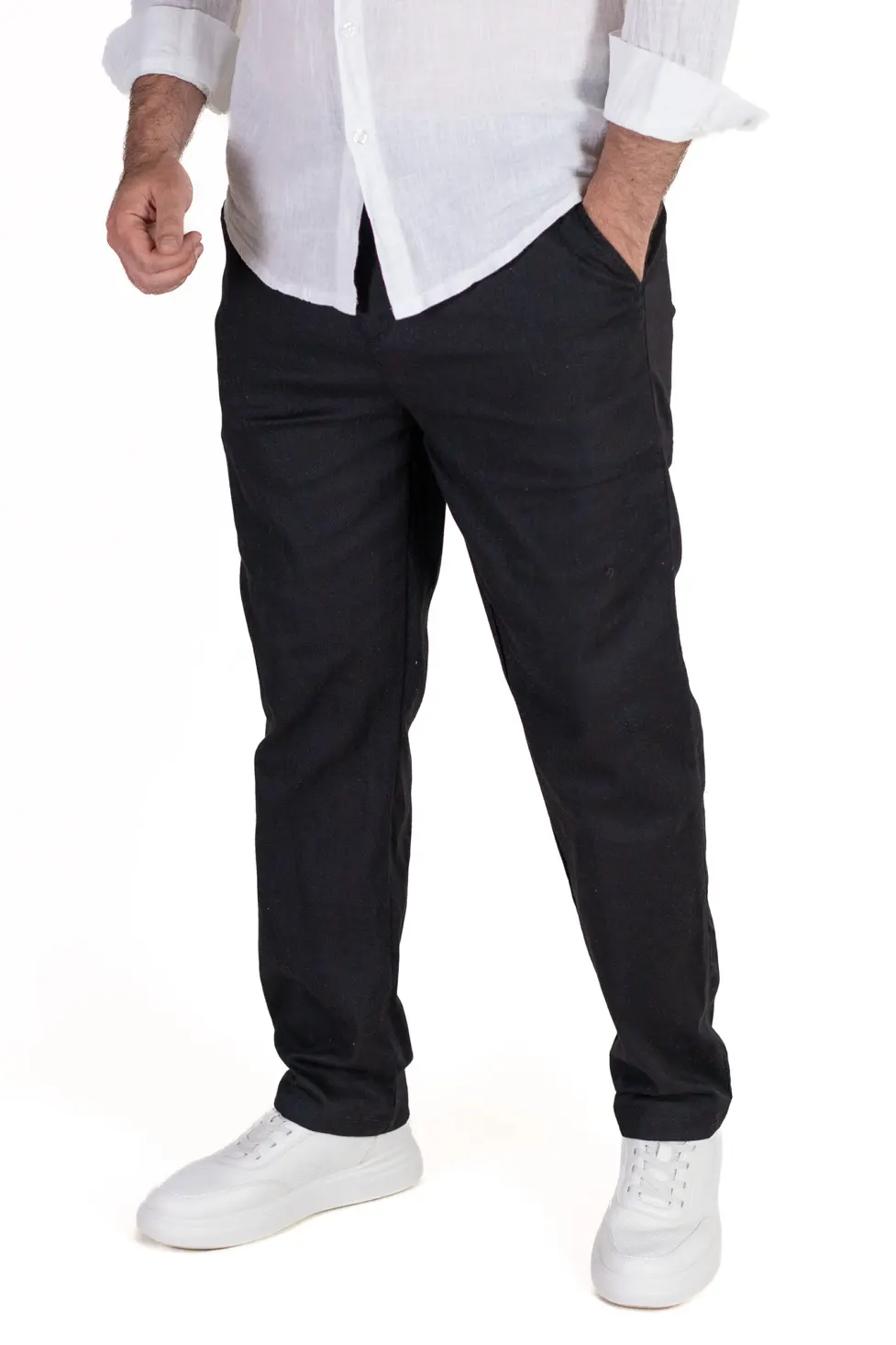 Noutati - Pantaloni negri regular fit bumbac de vară