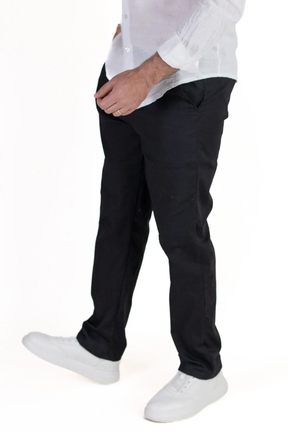 Pantaloni negri regular fit bumbac de vară [3]