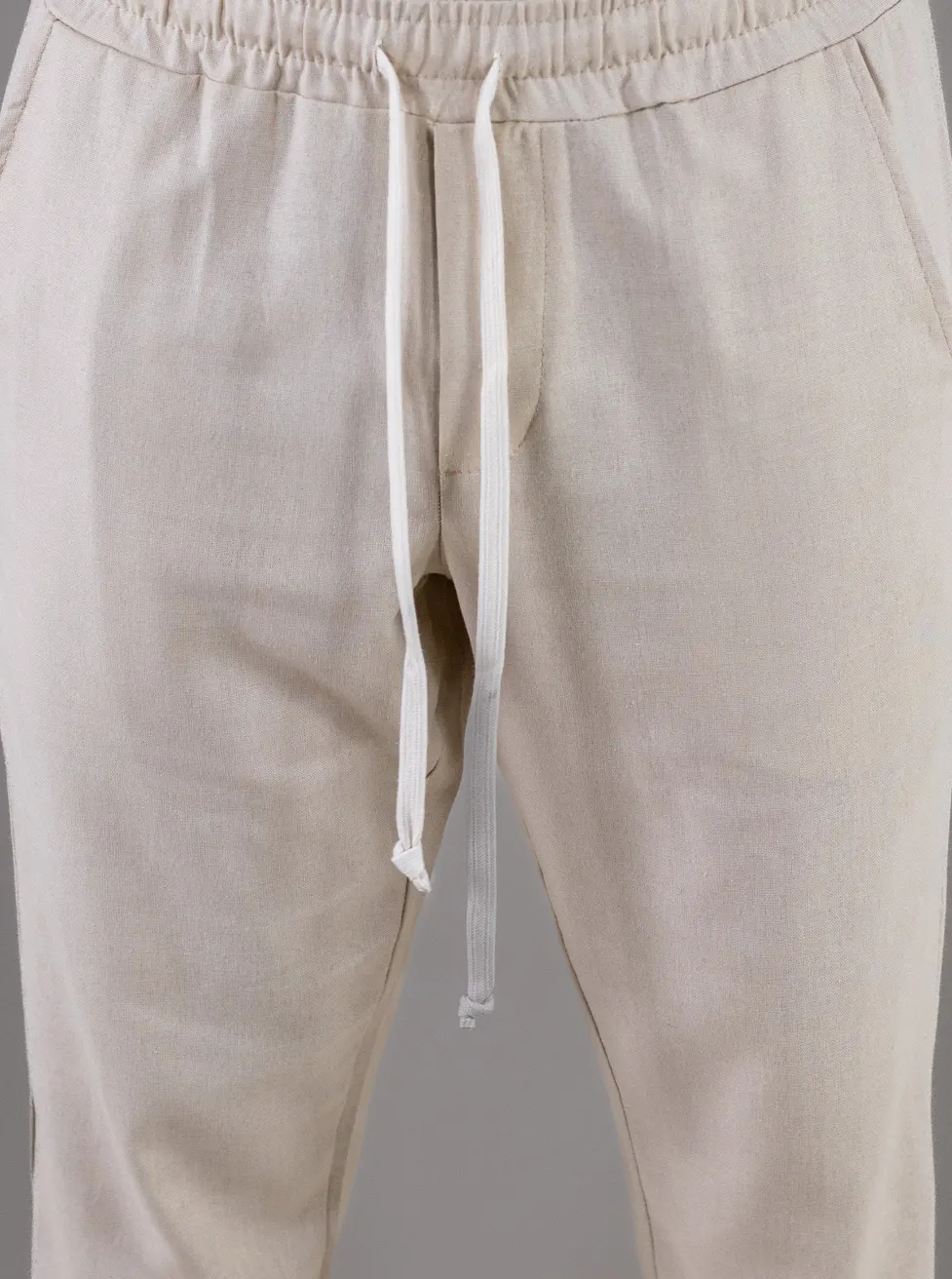 Pantaloni casual crem din in și viscoză pentru bărbați [5]