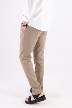 Pantaloni lungi din in bej [1]