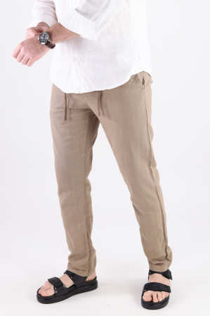 Pantaloni casual - Pantaloni lungi din in bej