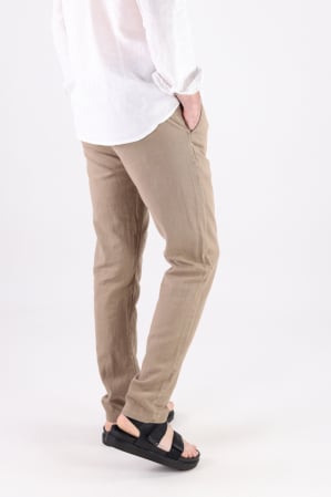 Pantaloni lungi din in bej [6]