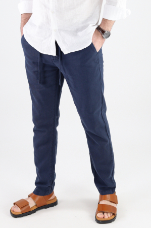 Pantaloni casual - Pantaloni lungi din in bleumarin