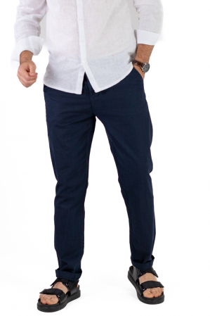 Pantaloni casual - Pantaloni lungi din in bleumarin