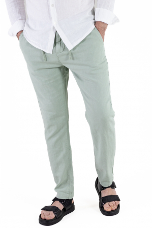 Barbati - Pantaloni lungi din in regular fit verde menta