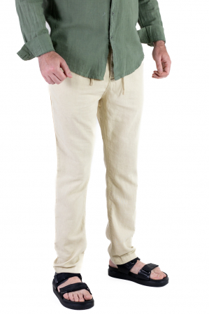 Pantaloni lungi din in regular fit crem [1]