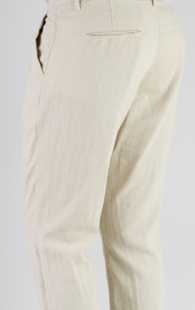 Pantaloni lungi din in regular fit crem clasici [3]