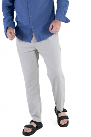 Pantaloni casual - Pantaloni lungi din in regular fit gri clasici