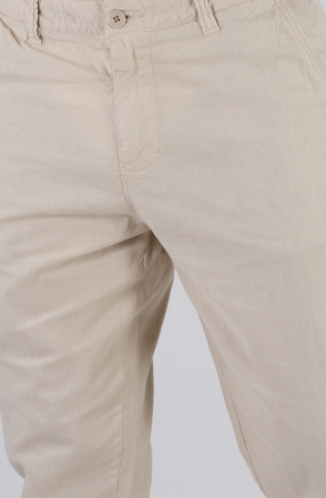 Pantaloni lungi din in crem [7]