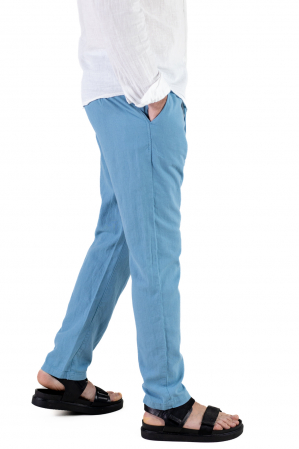 Barbati - Pantaloni lungi din in regular fit albastru ciel
