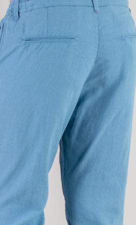 Pantaloni lungi din in regular fit albastru ciel [7]