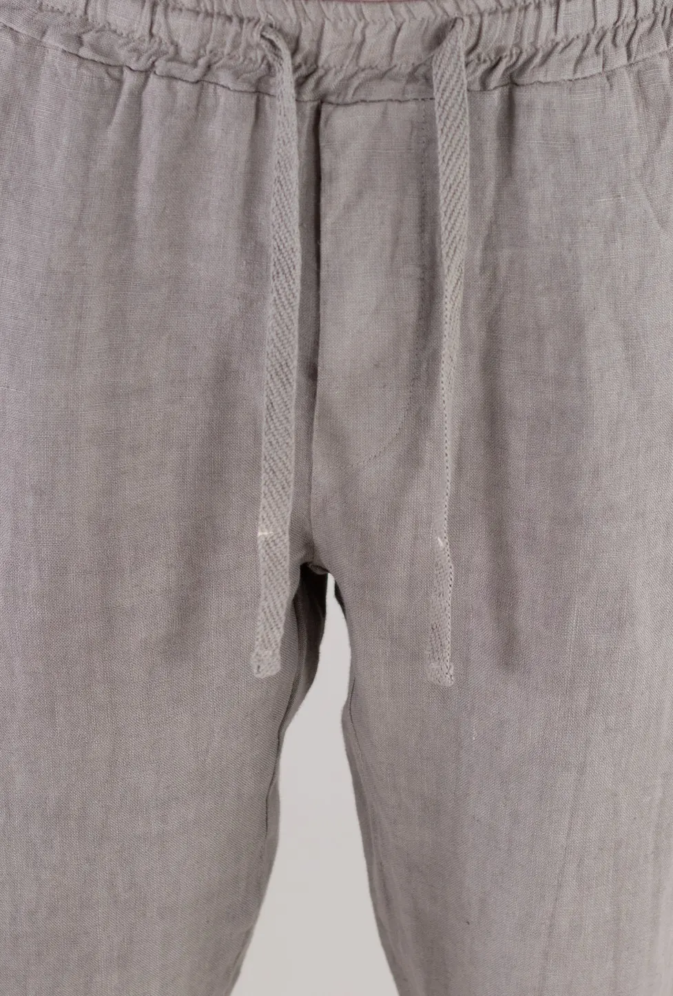 Pantaloni gri din in 100% regular fit – Made in Italy [6]