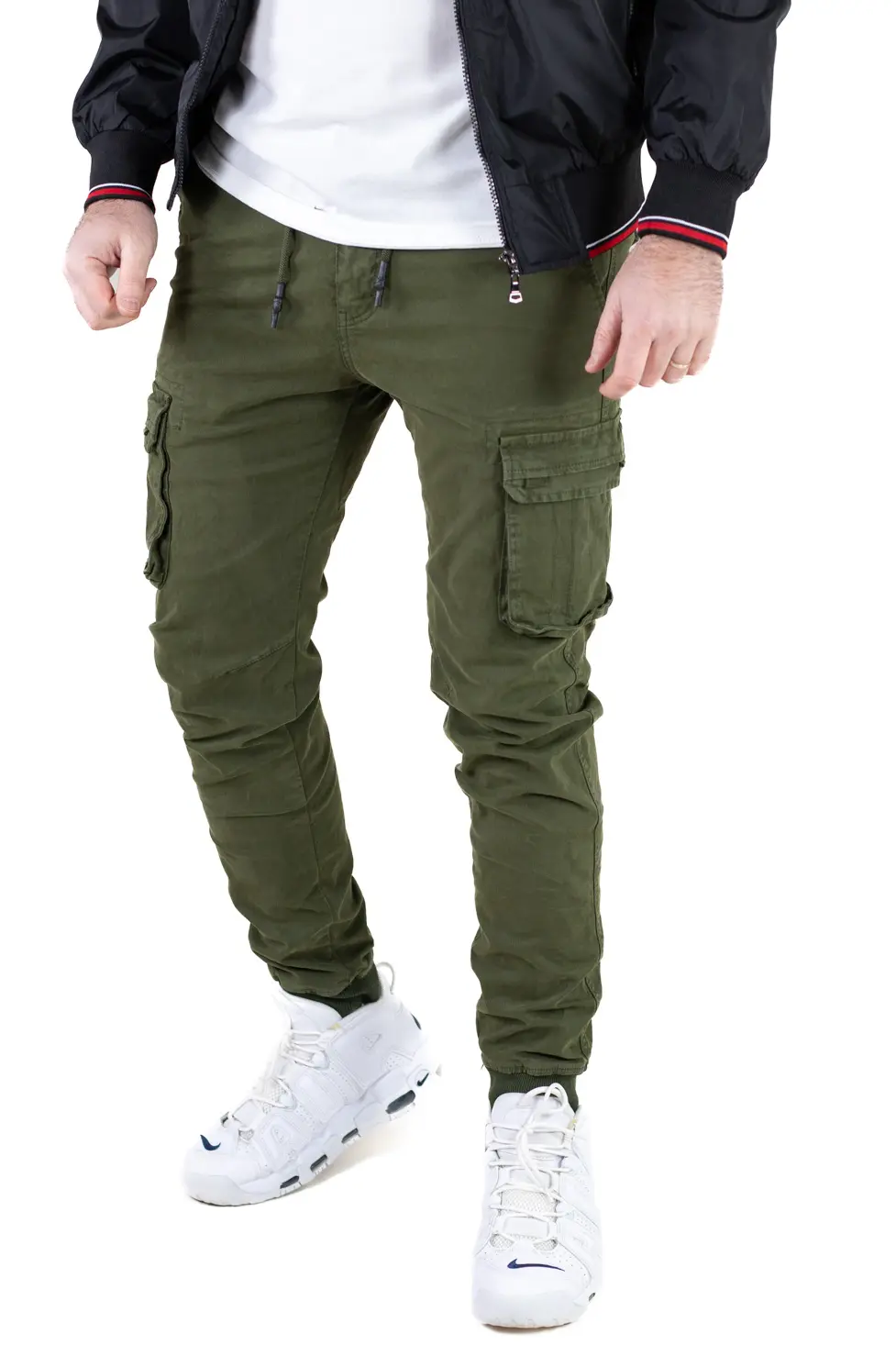 Pantaloni cargo cu buzunare slim fit verzi [1]