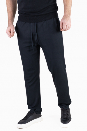 Pantaloni cargo - Pantaloni negri casual din tricot