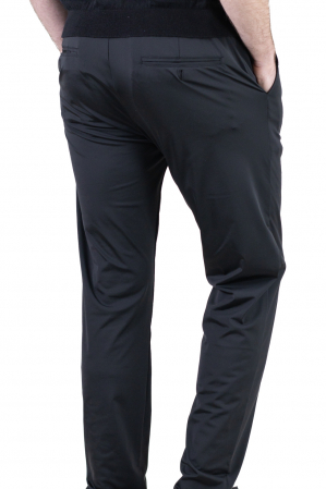 Pantaloni regular fit casual negri super elastici [3]