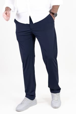 Pantaloni regular fit casual bleumarin super elastici [5]