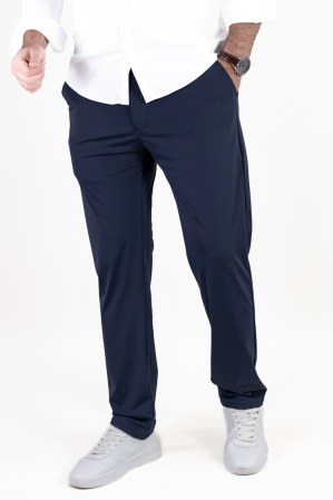Pantaloni casual - Pantaloni regular fit casual bleumarin super elastici