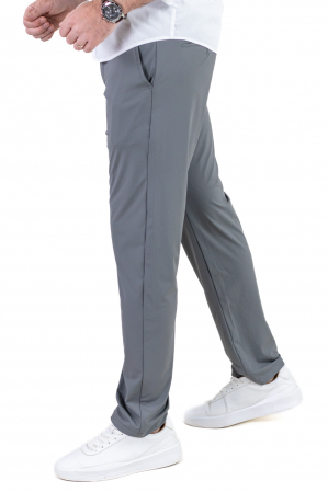 Pantaloni regular fit casual gri super elastici [7]